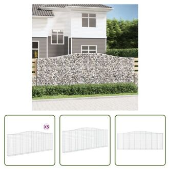 vidaXL Gabion Schanskorf - 400 x 30 x 140 / 160 cm - Decoratieve Tuinbarrière Zilverkleurig