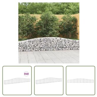 vidaXL Gabion Schanskorf - 400 x 30 x 40/60 cm - Gegalvaniseerd ijzer - Decoratieve tuinbarrière Zilverkleurig