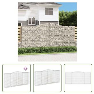 vidaXL Gabion Schanskorf 400 x 50 x 180/200 cm - Geluidsisolerende tuinbarrière - Zilver Zilverkleurig