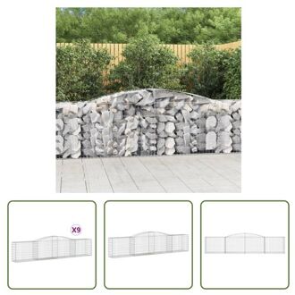 vidaXL Gabion Schanskorf 400x50x80/100 cm - Decoratieve Tuinbarrière - Gegalvaniseerd IJzer Zilverkleurig