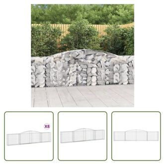 vidaXL Gabion Schanskorf - Decoratieve Geluidsisolerende Tuinbarrière - 400 x 30 x 80/100 cm - Versterkte Zilverkleurig