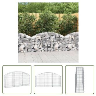 vidaXL Gabion Schanskorf - Decoratieve Tuinbarrière - 150 x 30 x 60/80 cm - Gegalvaniseerd IJzer Zilverkleurig