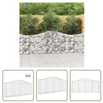 vidaXL Gabion Schanskorf Muren - 200 x 30 x 80/100 cm - Geluidsisolerend Zilverkleurig