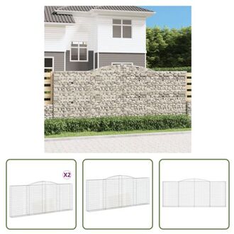 vidaXL Gabion Schanskorf - Stenen Tuinbarrière - 400 x 30 x 160/180 cm - Gegalvaniseerd IJzer Zilverkleurig