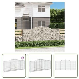 vidaXL Gabion Schanskorf Zilver 300x50x120/140cm - Geluidsisolerende Tuinbarrière Zilverkleurig