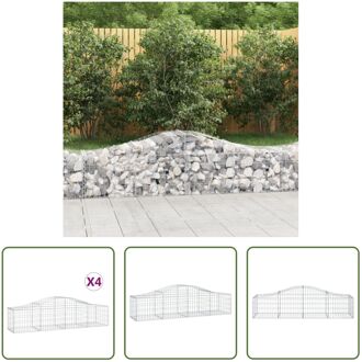 vidaXL Gabion Schanskorven - 200 x 50 x 40/60 cm - Duurzaam gegalvaniseerd ijzer - Stenen niet inbegrepen Zilverkleurig