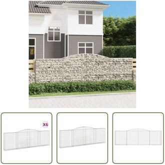 vidaXL Gabion Schanskorven - Decoratieve Geluidsisolerende Tuinbarrières - 400 x 30 x 120/140 cm - Zilver - Zilverkleurig