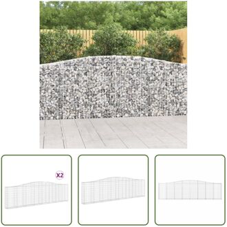 vidaXL Gabion Schanskorven - Tuinbarrières - 400x30x100/120cm - Zilver - Gegalvaniseerd ijzer Zilverkleurig