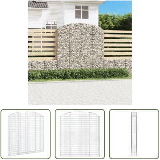 vidaXL Gabionmuur - Schanskorf 200 x 30 x 200/220 cm - Zilverkleurig - Gegalvaniseerd ijzer