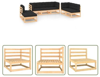 vidaXL Garden Lounge Set - Grenenhout - 70x70x67 cm - Antraciet Grijs