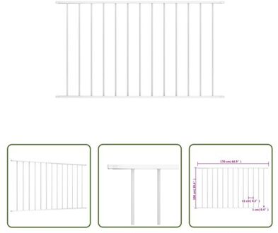 vidaXL Gepoedercoat Stalen Schutting - 170 x 100 cm - Weerbestendig Wit