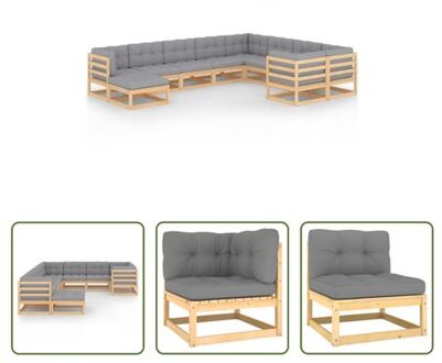 vidaXL Grenenhouten Loungeset - Rustieke Charme - Tuinmeubelen - 70x70x67 cm - Grijs