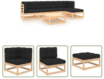 vidaXL Grenenhouten Loungeset - Rustieke Charme - Tuinmeubelen - 70x70x67 cm - Onbehandeld Grijs