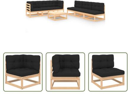 vidaXL Grenenhouten Loungeset - Rustieke Charme - Tuinmeubelen - 70x70x67cm - Antraciet Grijs