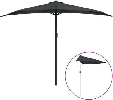 vidaXL Halfronde Tuinparasol - 300 x 155 x 223 cm - Antraciet - UV-beschermend polyester Grijs