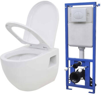 vidaXL Hangend toilet met verborgen stortbak keramiek wit  VDXL_275791