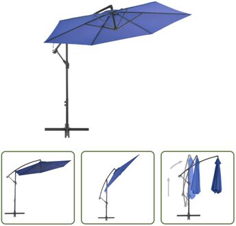 vidaXL Hangende Parasol - Blauw - 300 x 244 cm - UV-beschermend - Zwenkbaar