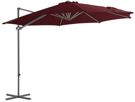 vidaXL Hangende Parasol - Bordeauxrood - 300 x 255 cm - Kantelbaar en 360 graden draaibaar - Inclusief 8