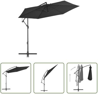 vidaXL Hangende Parasol - Deluxe - 300 x 244 cm - Zwart