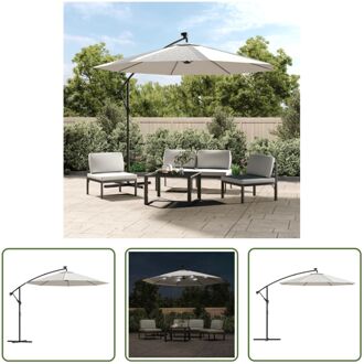 vidaXL Hangende Parasol - Elegant - Tuinparasol - Diameter- 300 cm - Met LED Verlichting Beige