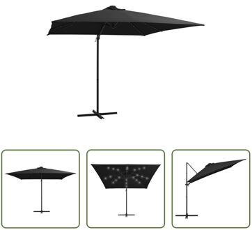 vidaXL Hangende Parasol - LED-verlichting - UV-beschermend - 250x250x247 cm - Zwart