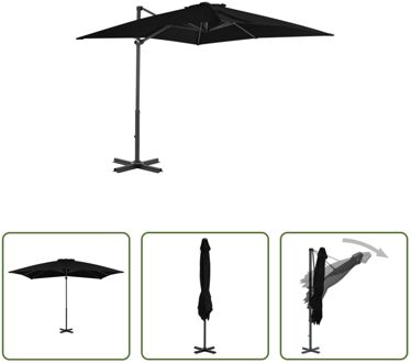 vidaXL Hangende Parasol - Zwart - 250 x 250 x 230 cm - UV-beschermend polyester