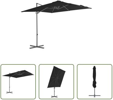 vidaXL Hangende Parasol - Zwart - 250 x 250 x 247 cm - UV-beschermend polyester