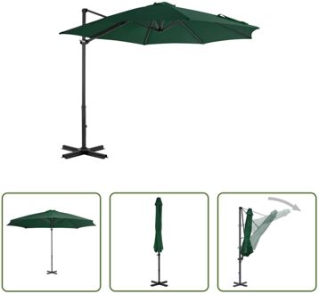 vidaXL Hangparasol - Groen - 300 x 238 cm (ø x H) - UV-beschermend - Aluminium - Inclusief zwengelsysteem en