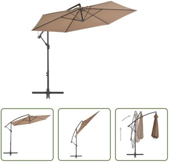 vidaXL Hangparasol - Taupe - 300 x 244 cm - UV-beschermend polyester