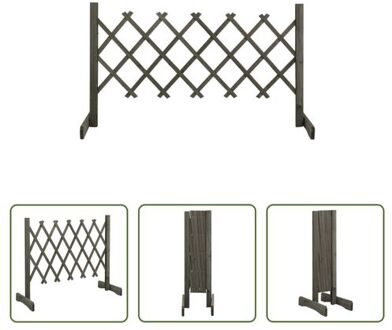 vidaXL Hekpaneel - Massief vurenhout - 120 x 60 cm - Uitschuifbaar Grijs