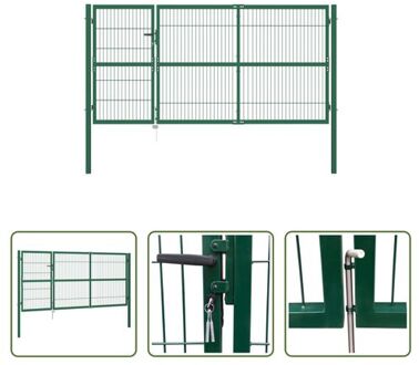 vidaXL Hekpoort Groen Gepoedercoat Staal - 140x350 cm - Inclusief 3 sleutels