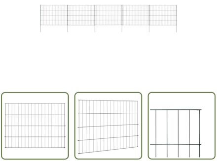 vidaXL Hekset Hekpanelen - 1150x790mm - Groen - Gepoedercoat - Met 6 palen