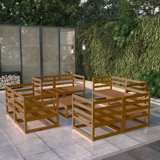 vidaXL Hoekbank - Bruin - Massief grenenhout - 70x70x67 cm - Inclusief 8x hoekbank en 1x tafel