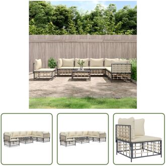 vidaXL hoekbank loungeset - antraciet - poly rattan - 72 x 72 x 66 cm - weerbestendig Grijs