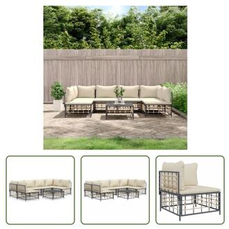 vidaXL Hoekbank Loungeset - Antraciet - Poly Rattan - 72 x 72 x 66 cm - Weerbestendig Grijs