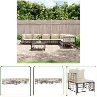 vidaXL Hoekbank Loungeset - Poly Rattan - Antraciet - 72x72x66 cm - Weerbestendig Grijs