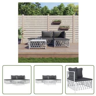 vidaXL Hoekbank Tuin - Wit - Geweven stof - 72 x 72 x 66 cm - Modulair ontwerp