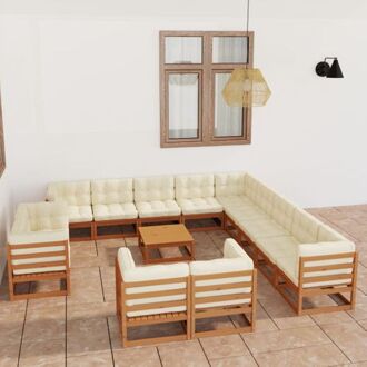vidaXL Hoekbanken Lounge set - 70 x 70 x 67 cm - Massief grenenhout - Honingbruin - 100% polyester