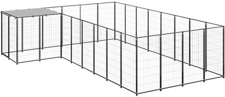 vidaXL Hondenkennel 10,89 m² staal zwart