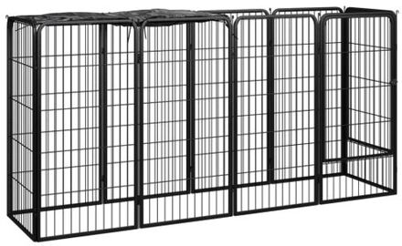 vidaXL Hondenkennel 10 panelen 50 x 100 cm gepoedercoat staal zwart Multikleur