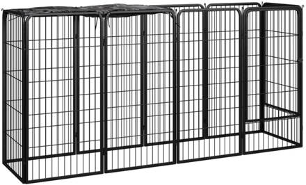 vidaXL Hondenkennel 10 panelen 50 x 100 cm gepoedercoat staal zwart