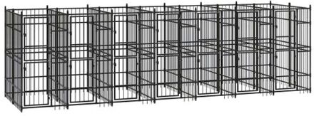 vidaXL Hondenkennel 12,9 m² staal Zwart