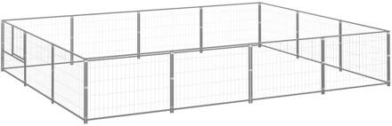 vidaXL Hondenkennel 12 m² staal zilverkleurig