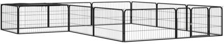 vidaXL Hondenkennel 12 panelen 100x50 cm gepoedercoat staal zwart