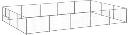 vidaXL Hondenkennel 15 m² staal zilverkleurig Multikleur