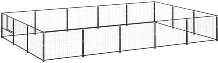 vidaXL Hondenkennel 15 m² staal zwart