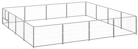 vidaXL Hondenkennel 16 m² staal zilverkleurig Multikleur