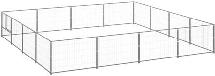 vidaXL Hondenkennel 16 m² staal zilverkleurig