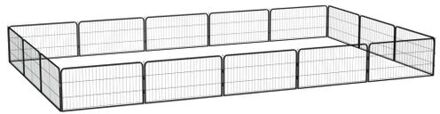 vidaXL Hondenkennel 16 panelen 100x50 cm gepoedercoat staal zwart Multikleur