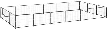 vidaXL Hondenkennel 18 m² staal zwart